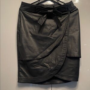 White House Black Market Asymmetrical Black Faux Leather Skirt